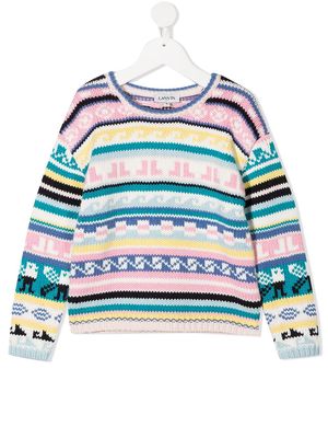 LANVIN Enfant Mini-me knitted jacquard jumper - Blue