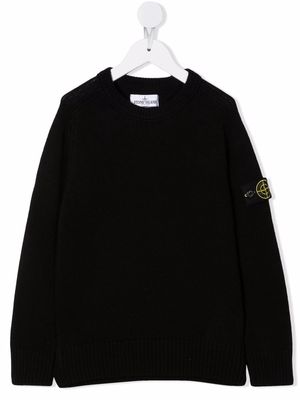 Stone Island Junior logo-patch knitted jumper - Black