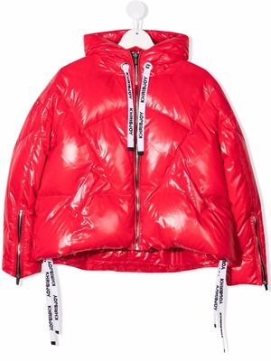 Khrisjoy Kids metallic puffer hooded jacket - Red