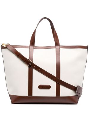TOM FORD logo-patch canvas tote bag - Neutrals