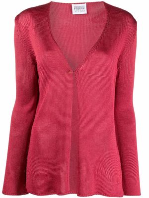 Gianfranco Ferré Pre-Owned 1990s V-neck knitted cardigan - Red