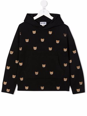 Moschino Kids all-over logo print hoodie - Black