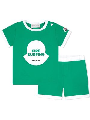 Moncler Enfant fire surfing tracksuit-shorts set - Green