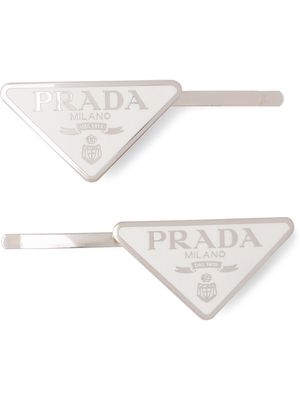 Prada logo hair clips - White