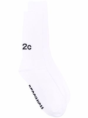 032c intarsia-knit logo socks - White