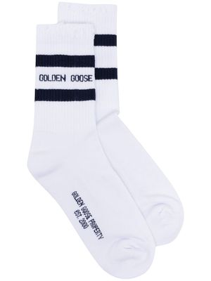 Golden Goose stripe trim ribbed socks - White