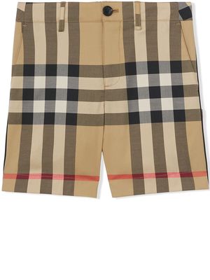 Burberry Kids checked stretch-cotton shorts - Brown