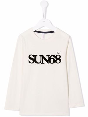 Sun 68 logo-print long-sleeve T-shirt - White