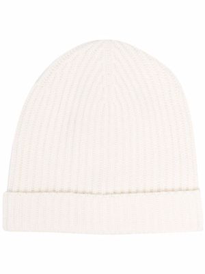 12 STOREEZ ribbed knitted beanie - Neutrals