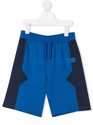 Kenzo Kids colour-block track shorts - Blue