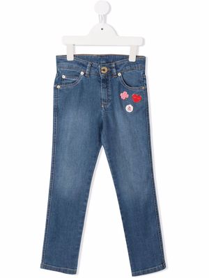 LANVIN Enfant badge-detail jeans - Blue