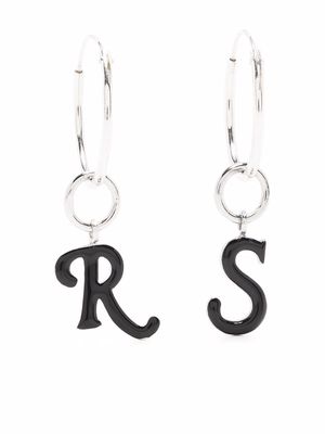 Raf Simons enamel logo hoop earrings - Silver