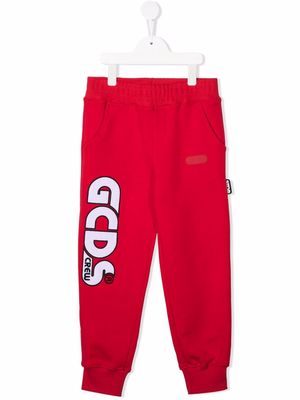 Gcds Kids logo-print cotton track pants - Red