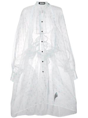 Miaoran polda-dot chiffon shirt dress - White