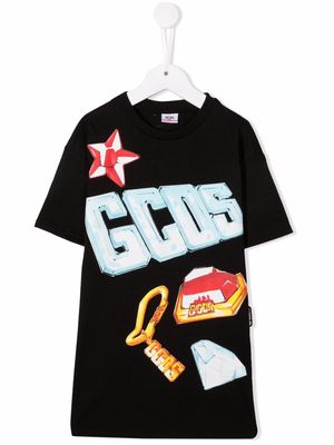 Gcds Kids graphic-print cotton T-shirt - Black