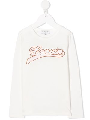 LANVIN Enfant rubber logo print long-sleeved T-shirt - White