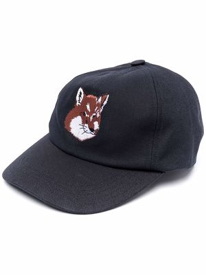 Maison Kitsuné fox head embroidered cap - Blue