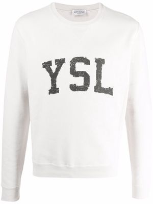 Saint Laurent logo-print sweatshirt - Neutrals