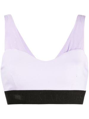 Marchesa Notte lace-up detail sports bra - Purple