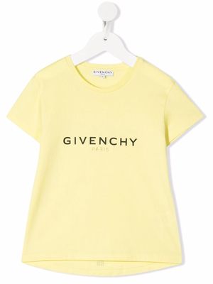 Givenchy Kids logo-print glitter-detail T-shirt - Yellow