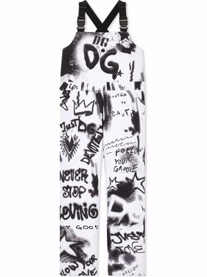 Dolce & Gabbana Kids graffiti-print ski trousers - Black