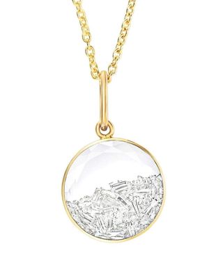 Moritz Glik 18kt yellow gold round diamond shaker pendant necklace - Pink