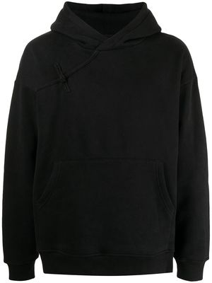 Lisa Von Tang Mandarin Button jersey hoodie - Black
