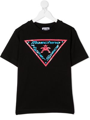Moschino Kids graphic logo print T-shirt - Black