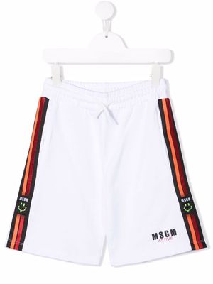 MSGM Kids side-stripe track shorts - White