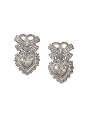 Dolce & Gabbana 18kt white gold Devotion diamond sacred heart earrings - Silver