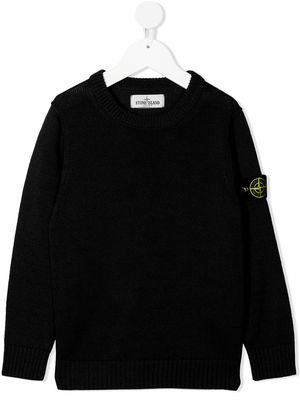 Stone Island Junior logo-patch cotton jumper - Black