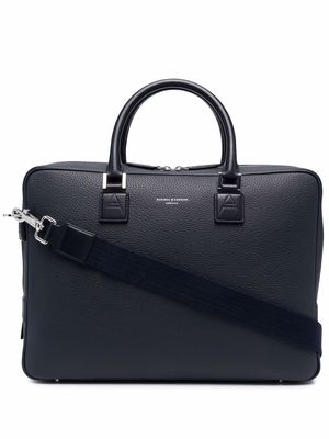 Aspinal Of London Mount Street grained briefcase - Blue