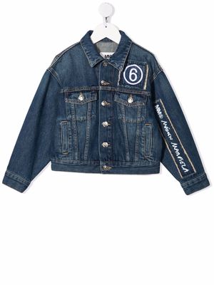 MM6 Maison Margiela Kids logo-embroidered denim jacket - Blue