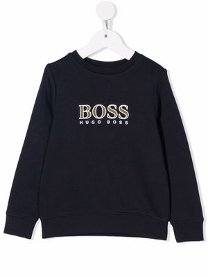 BOSS Kidswear logo-print cotton sweatshirt - Blue