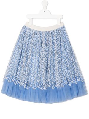 Gucci Kids GG embroidered tulle skirt - Blue