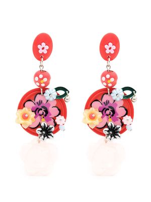 Amir Slama floral-print drop earrings - Red