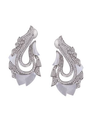 Ananya 18kt white gold diamond Mogra paisley earrings - Silver