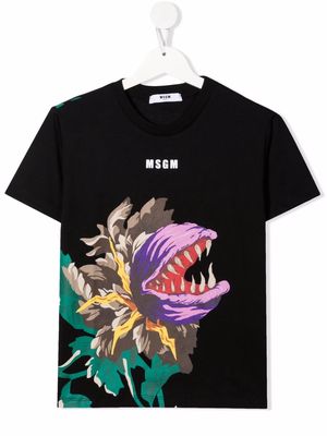 MSGM Kids graphic print cotton T-shirt - Black