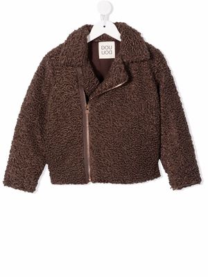Douuod Kids faux-shearling hooded jacket - Brown