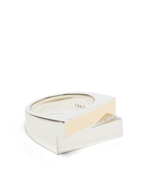 M. Cohen two-tone rectangle ring - Silver
