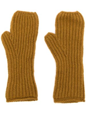 Pringle of Scotland Fisherman's ribbed cashmere gloves - Brown