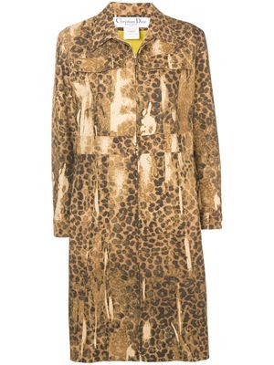 Christian Dior pre-owned leopard print coat - Brown