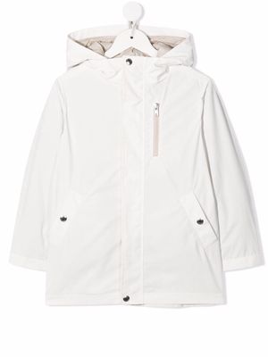 Brunello Cucinelli Kids zip-up hooded coat - White