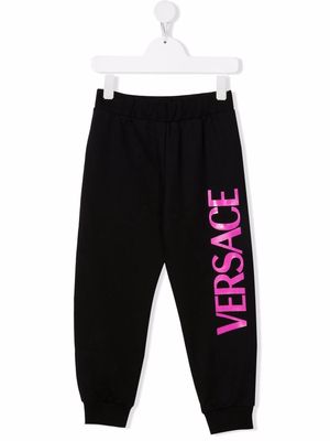 Versace Kids logo-print cotton sweatpants - Black