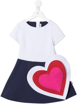 Simonetta heart-patch dress - White