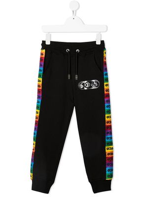 Gcds Kids rainbow logo-tape track pants - Black