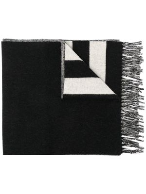 agnès b. logo-print wool-blend scarf - Black