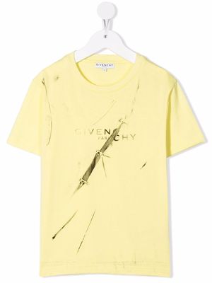 Givenchy Kids Trompe l'oeil print T-shirt - Yellow