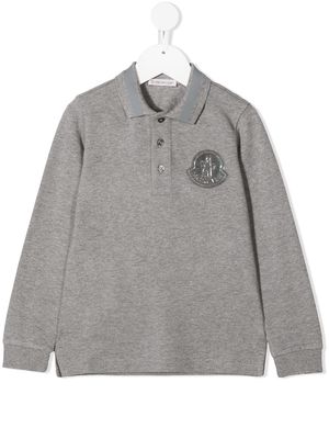 Moncler Enfant logo patch polo shirt - Grey