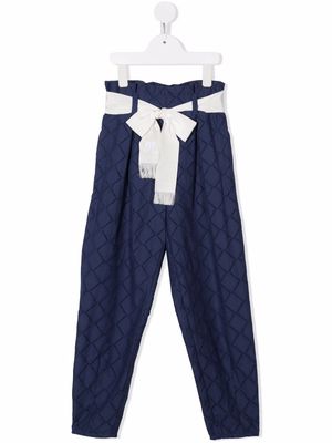 Monnalisa high-waisted diamond-pattern trousers - Blue